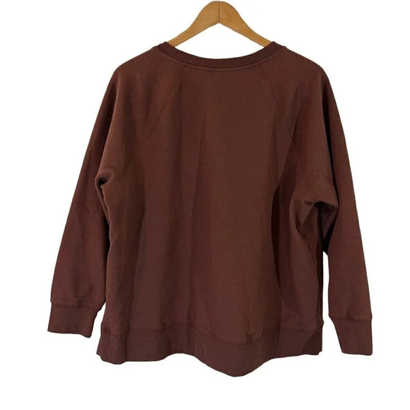 Terra & Sky Chestnut Brown Crewneck Pullover Plus Size 1X Basic Plain Knit Top - Picture 2 of 4